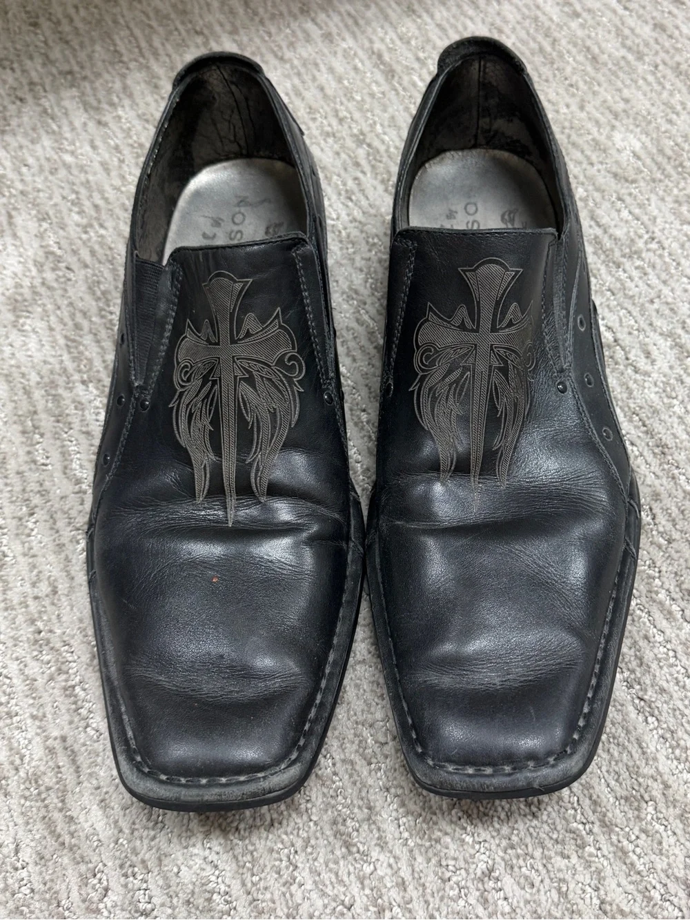Marc Nason Lounge Black Square Toe Cross Loafers Size 10